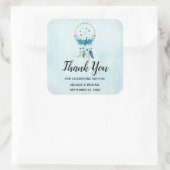 Blue Dreamcatcher Stylish Boho Design Danke Quadratischer Aufkleber (Tasche)