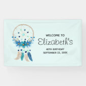 Blue Dreamcatcher Stylish Boho Design Geburtstag Banner (Horizontal)