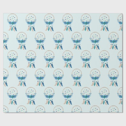 Blue Dreamcatcher Stylish Boho Design Geschenkpapier (Flach)