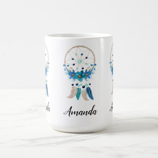 Blue Dreamcatcher Stylish Boho Design Kaffeetasse (Mittel)