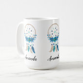 Blue Dreamcatcher Stylish Boho Design Kaffeetasse (Vorderseite Links)