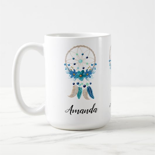 Blue Dreamcatcher Stylish Boho Design Kaffeetasse (Links)