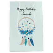 Blue Dreamcatcher Stylish Boho Design Mittlere Geschenktüte (Vorderseite)