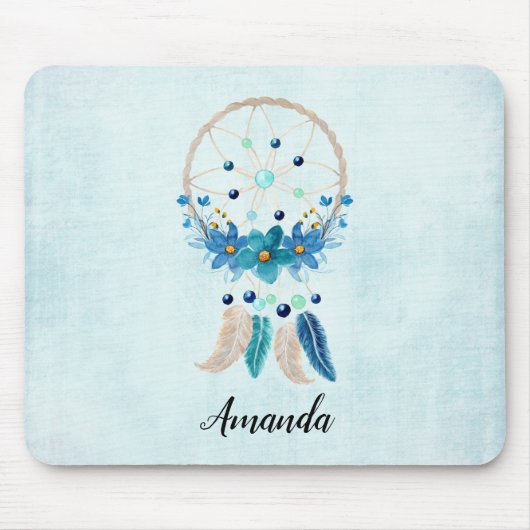 Blue Dreamcatcher Stylish Boho Design Mousepad (Vorne)
