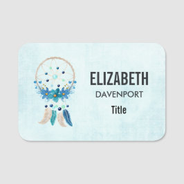 Blue Dreamcatcher Stylish Boho Design Namensschild