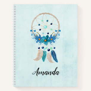 Blue Dreamcatcher Stylish Boho Design Notizblock