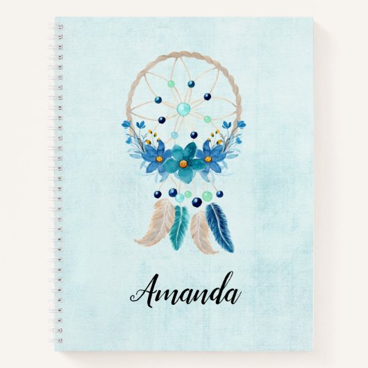 Blue Dreamcatcher Stylish Boho Design Notizblock (Vorderseite)