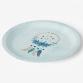 Blue Dreamcatcher Stylish Boho Design Pappteller (Schrägansicht)