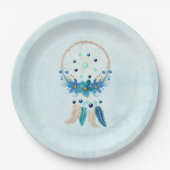 Blue Dreamcatcher Stylish Boho Design Pappteller (Vorderseite)