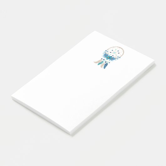 Blue Dreamcatcher Stylish Boho Design Post-it Klebezettel (angewinkelt)