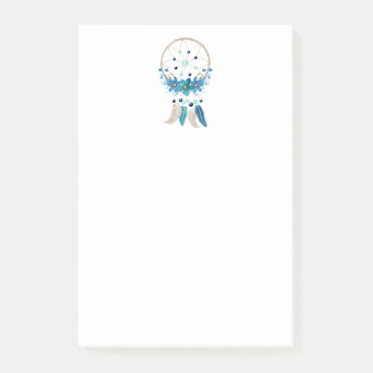 Blue Dreamcatcher Stylish Boho Design Post-it Klebezettel (Vorderseite)