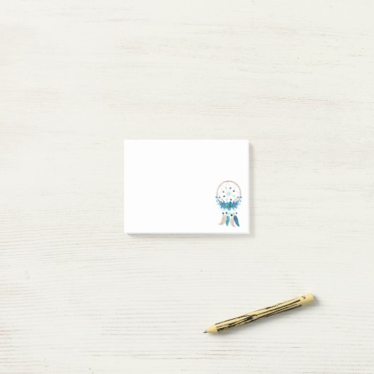 Blue Dreamcatcher Stylish Boho Design Post-it Klebezettel (Auf Schreibtisch)