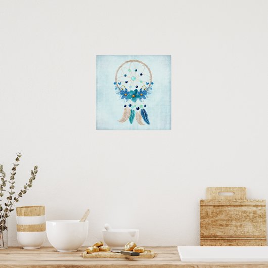 Blue Dreamcatcher Stylish Boho Design Poster (Küche)