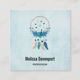 Blue Dreamcatcher Stylish Boho Design Quadratische Visitenkarte