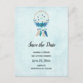 Blue Dreamcatcher Stylish Boho Save the Date Einladungspostkarte (Vorderseite)