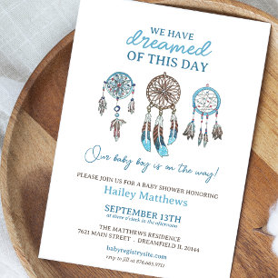 Blue Dreamcatchers Baby Shower Einladung für Junge