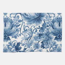 Blue Dreams | Floral Watercolor Chinoiserie Geschirrtuch