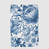 Blue Dreams | Floral Watercolor Chinoiserie Golfhandtuch (Vorderseite)