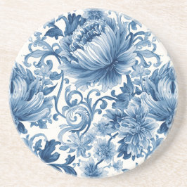 Blue Dreams | Floral Watercolor Chinoiserie White Getränkeuntersetzer