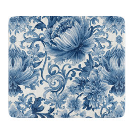 Blue Dreams | Floral Watercolor Chinoiserie White Schneidebrett