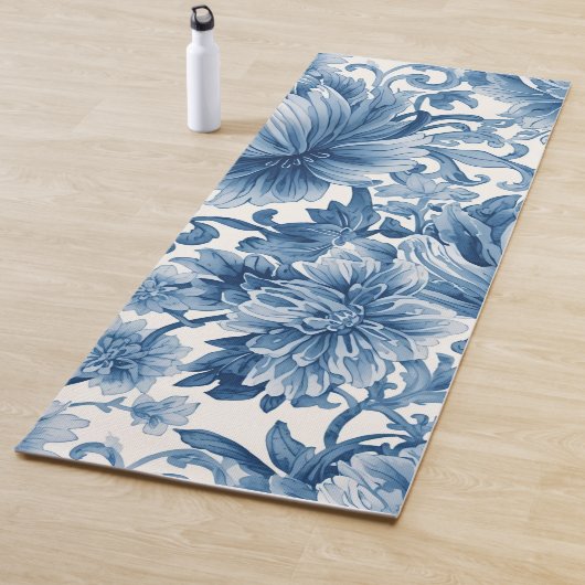 Blue Dreams | Floral Watercolor Chinoiserie Yogamatte (Beispiel)