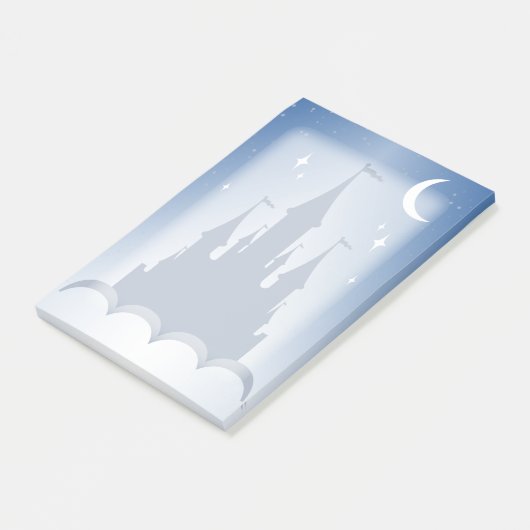 Blue Dreamy Castle In The Clouds Starry Moon Sky Post-it Klebezettel (angewinkelt)