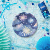 Blue Dreamy Clouds | Firework Stars Watercolor Pappteller (Party)