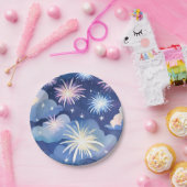 Blue Dreamy Clouds | Firework Stars Watercolor Pappteller (Party)