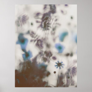 Blue Dreamy Soft Wildblumen Poster