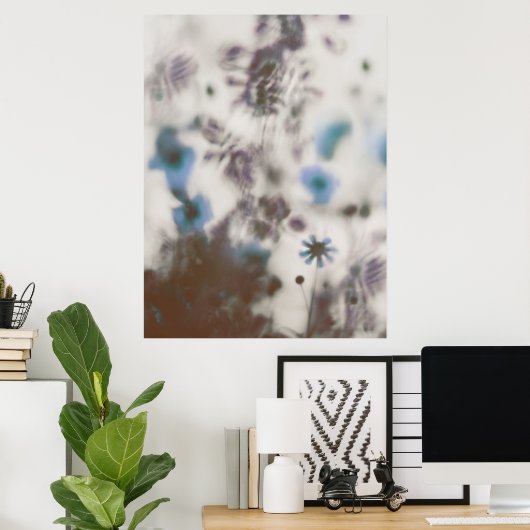 Blue Dreamy Soft Wildblumen Poster (Heimbüro)