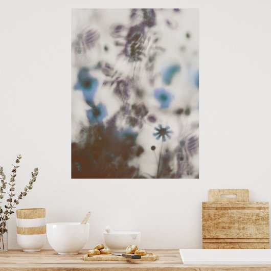 Blue Dreamy Soft Wildblumen Poster (Küche)