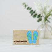Blue Dreh Flop Beach Business Cards Visitenkarte (Stehend Vorderseite)