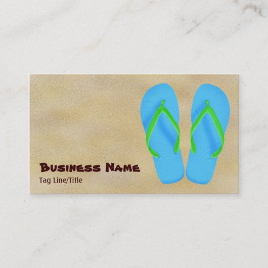 Blue Dreh Flop Beach Business Cards Visitenkarte (Vorderseite)
