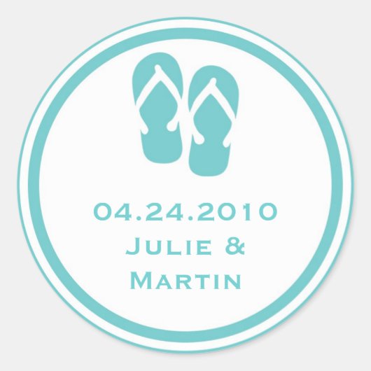 Blue dreh Flop thong Gastgeschenk Hochzeit Markier Runder Aufkleber (Vorderseite)
