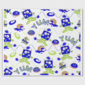 Blue Dreidel Monsters für Hannukah Geschenkpapier (Flach)