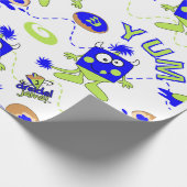 Blue Dreidel Monsters für Hannukah Geschenkpapier (Ecke)