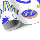 Blue Dreidel Monsters für Hannukah Geschenkpapier (Rolleneckpunkt)