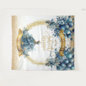 Blue Dress and Gold Balloons Sweet 16 Birthday Wandteppich (Vorderseite (Horizontal))