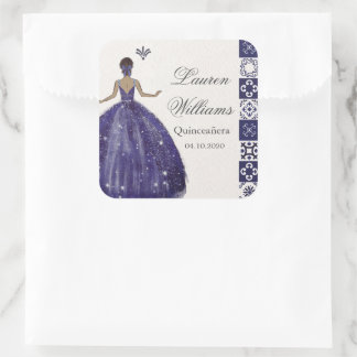 Blue Dress Artistic Tiles Quinceañera Sticker