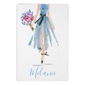 Blue Dress Blume Woman Chic Fashion Stilvoll Mini Klemmbrett (Rückseite)