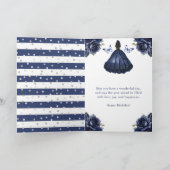 Blue Dress Dark Skin Princess Birthday Karte (Innenseite)