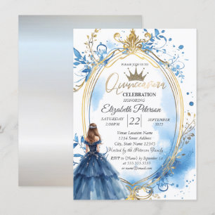 Blue Dress Princess Frame Einladung
