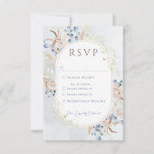 Blue Dried Boho Blume Blue RSVP Karte (Vorderseite)