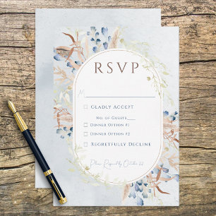 Blue Dried Boho Blume Blue RSVP Karte