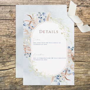 Blue Dried Boho Blume Blue Wedding Details Begleitkarte