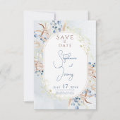 Blue Dried Boho Blume Blue Wedding Save The Date (Vorderseite)