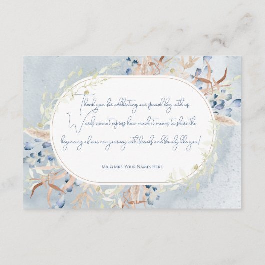 Blue Dried Boho Blume Vielen Dank Karte (Rückseite)