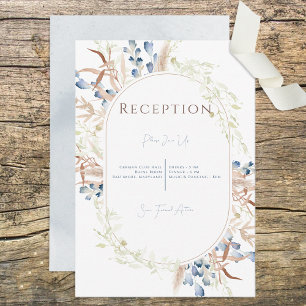 Blue Dried Boho Blume White Empfang Card Begleitkarte