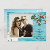 Blue Driftwood Tropical Christmas Foto Feiertagspostkarte (Vorne/Hinten)