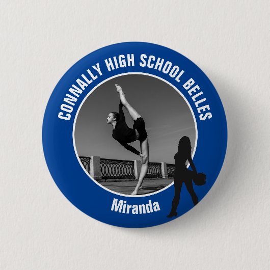 Blue Drill Team Photo High School Dancer Button (Vorderseite)